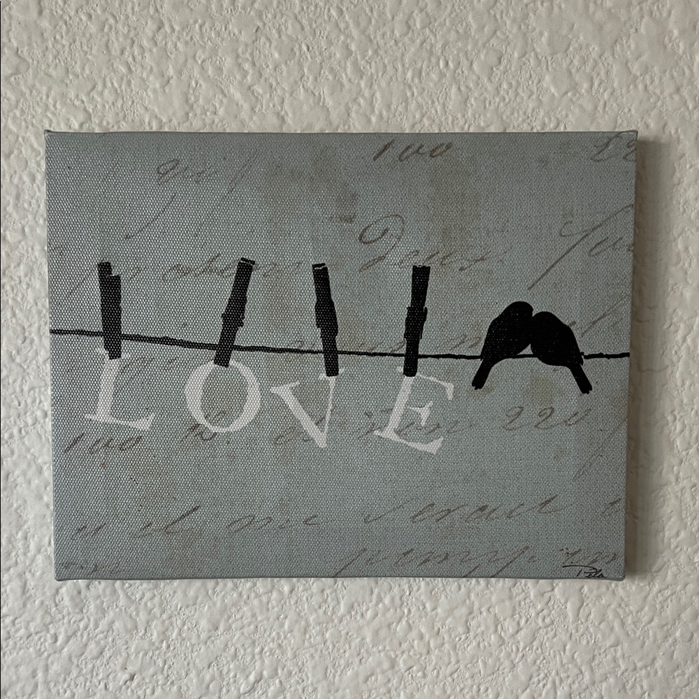 Wild Apple Graphics Love Birds on a Clothesline